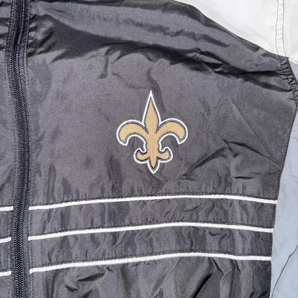 New Orleans Saints Jacket Mens Large Black NFL Football Windbreaker Full Zip‎ - Picture 4 of 11